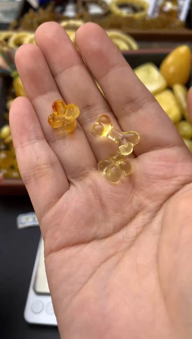 【闪购商品】蜜蜡珠宝奇石未镶嵌049琥珀蜜蜡  3对