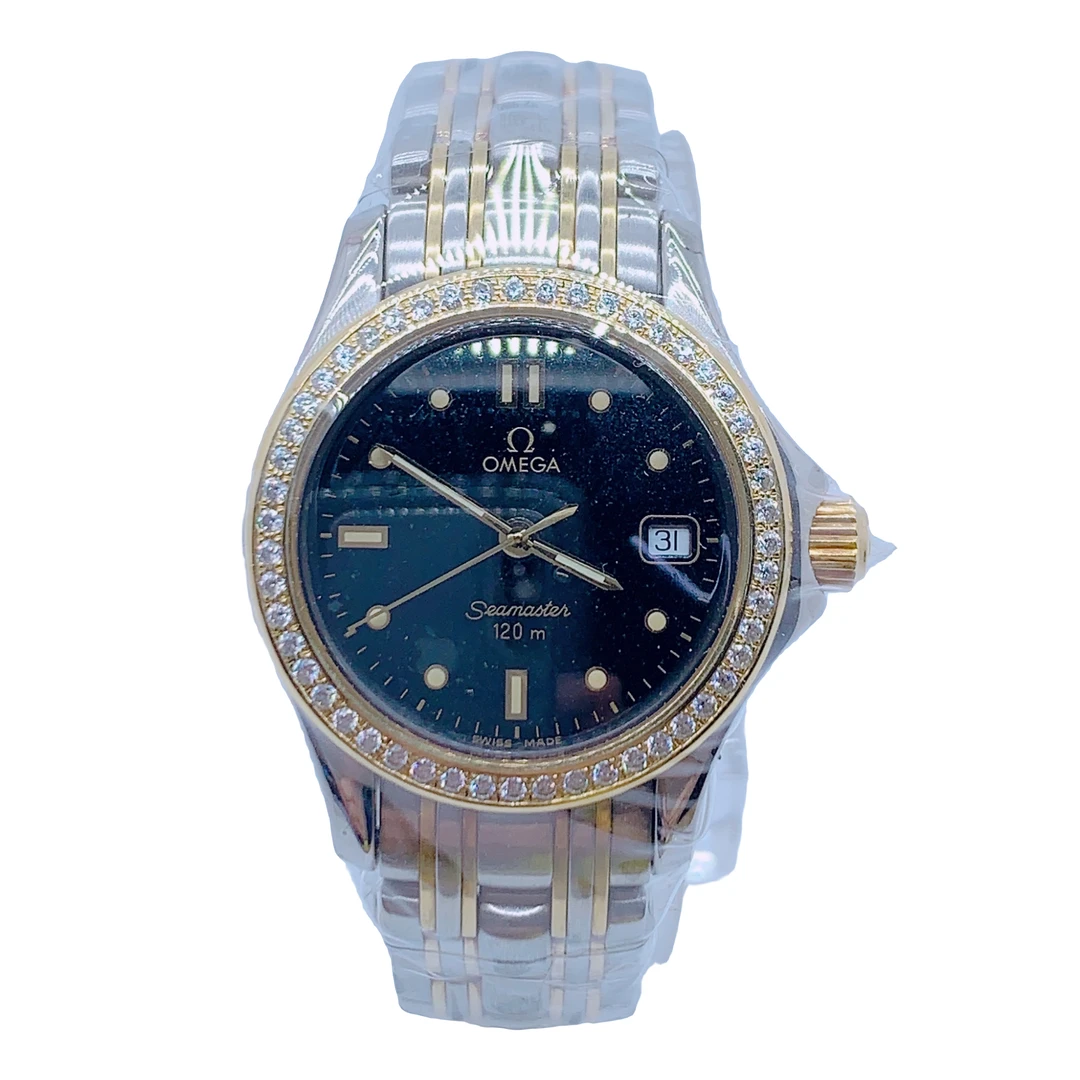 95新 Omega/欧米茄 53393/海马石英腕表/26盘/原装钢带/后钻/间金
