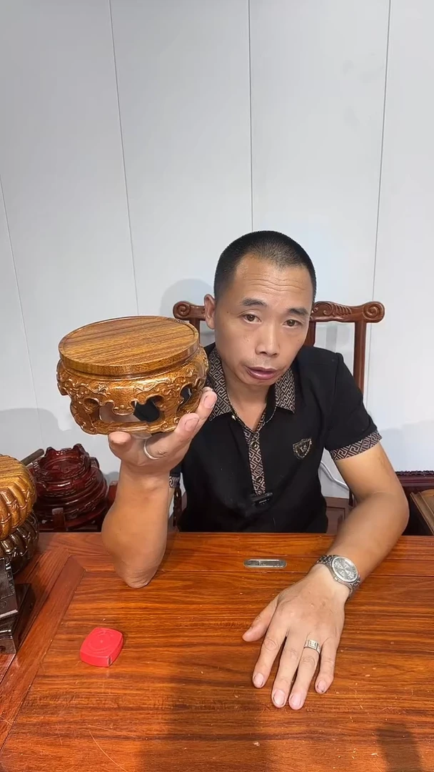 木木*老花整雕刻圆形底座13*15*8
