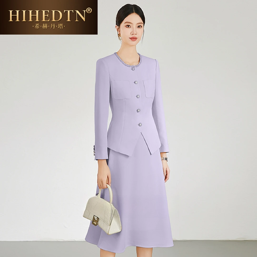 连衣裙气质圆领职业装2025新款西装半裙套装修身显瘦正装两件套