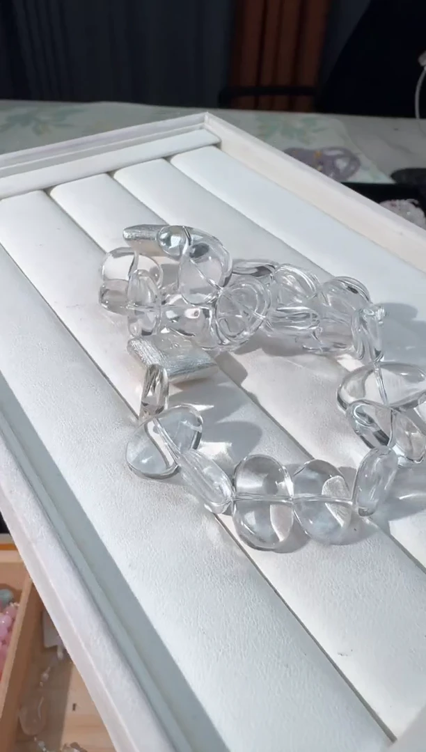 水晶手链银S925镶嵌白水圆蛋手牌款发货多样性发其一