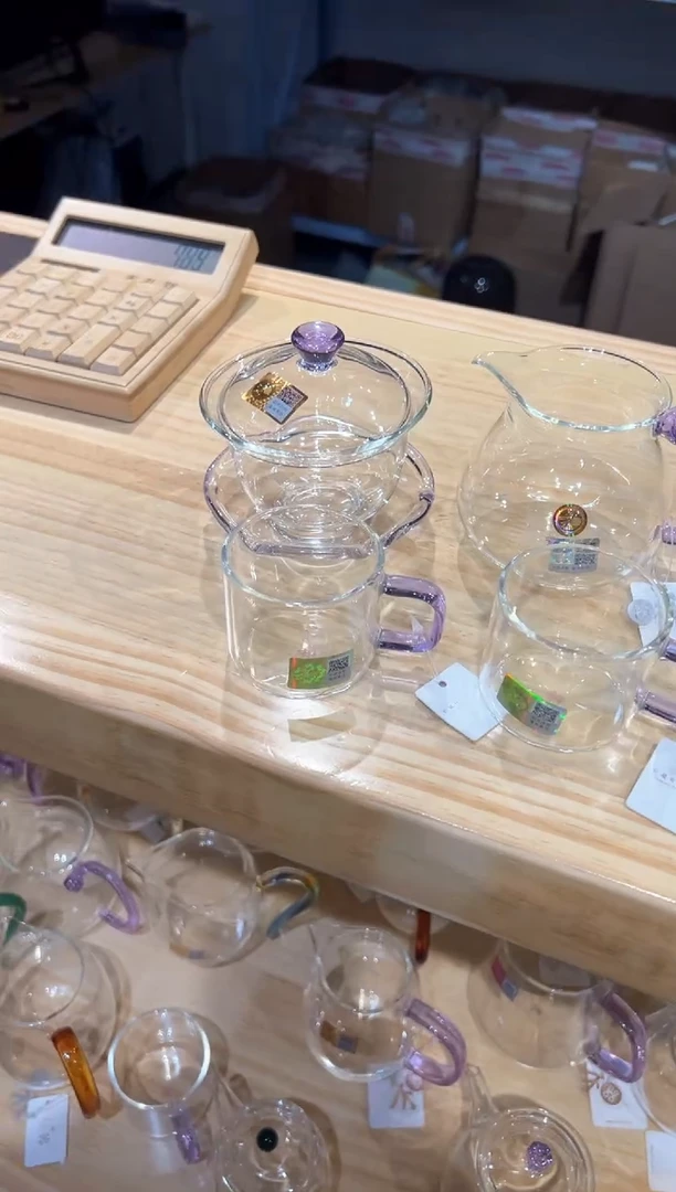 禾器-禅语盖碗-浅紫色+浮莲浅紫+清禾杯浅紫2只