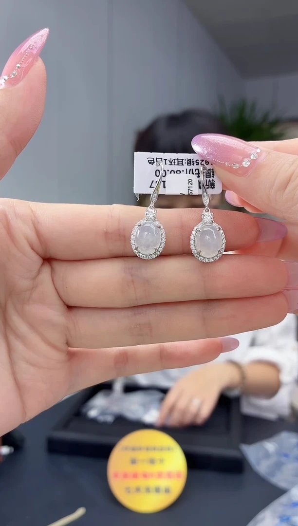 银S925镶嵌翡翠耳饰111111111111