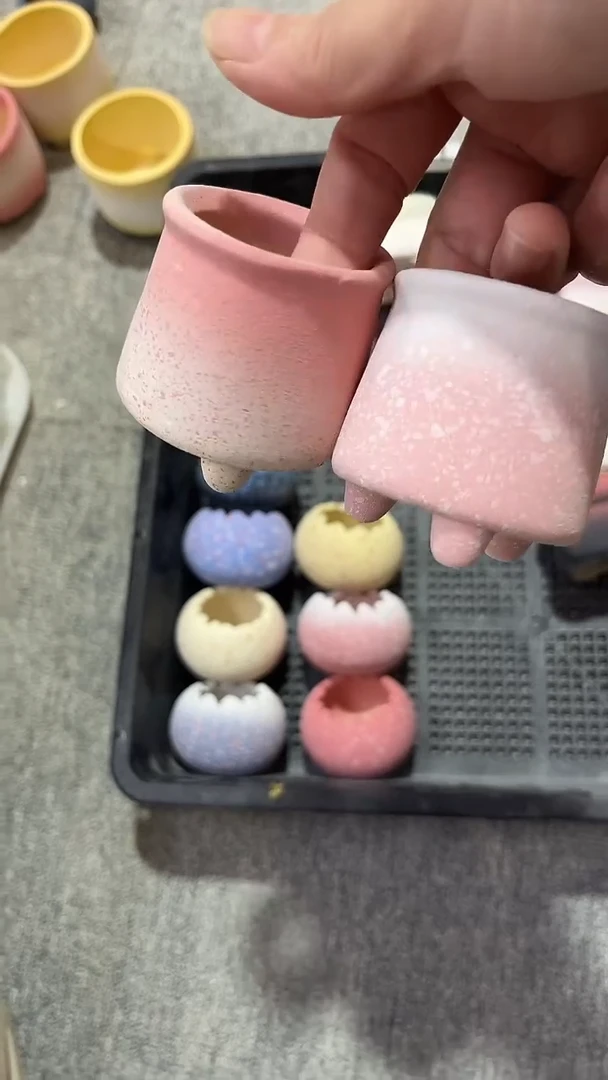 麦饭石粗陶多肉花盆口径4*4两个