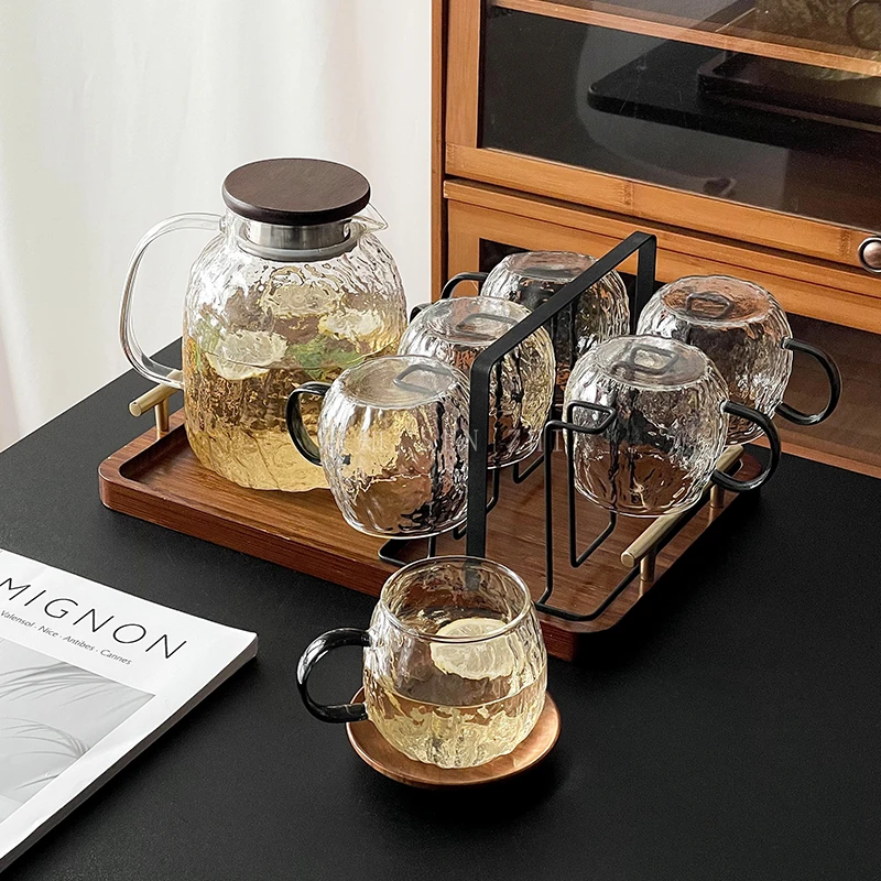 中式高颜值带把冰川杯玻璃杯家用客厅待客耐热水杯泡茶杯喝水杯子