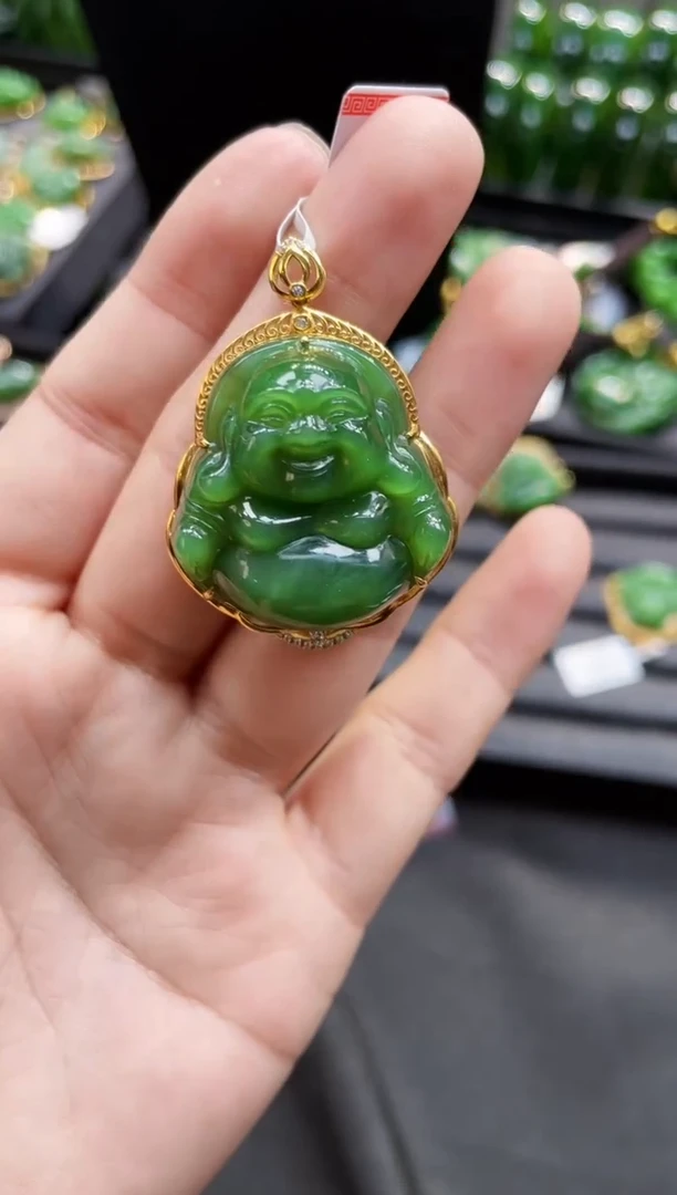 【闪购商品】和田玉吊坠18K金镶嵌多样性发一