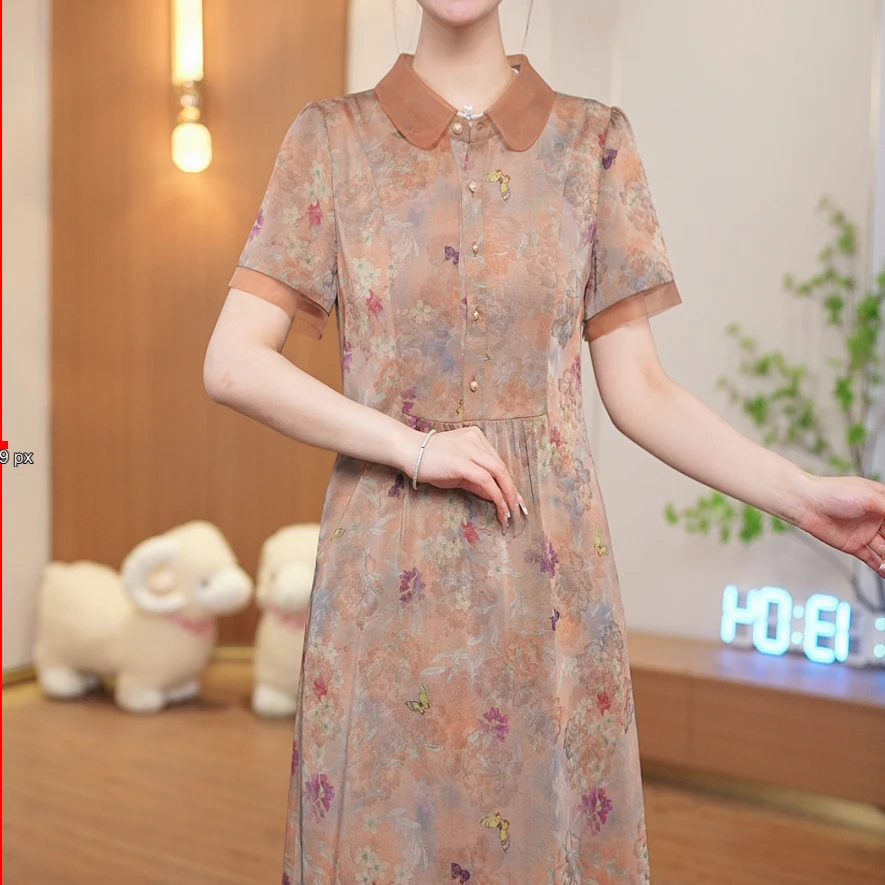 【视频专享】桑蚕丝裙子女夏季2025新款连衣裙真丝国风显瘦中式