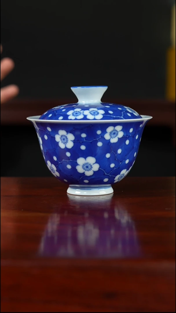 祖传窑  真柴窑传承400年冰梅二才盖碗