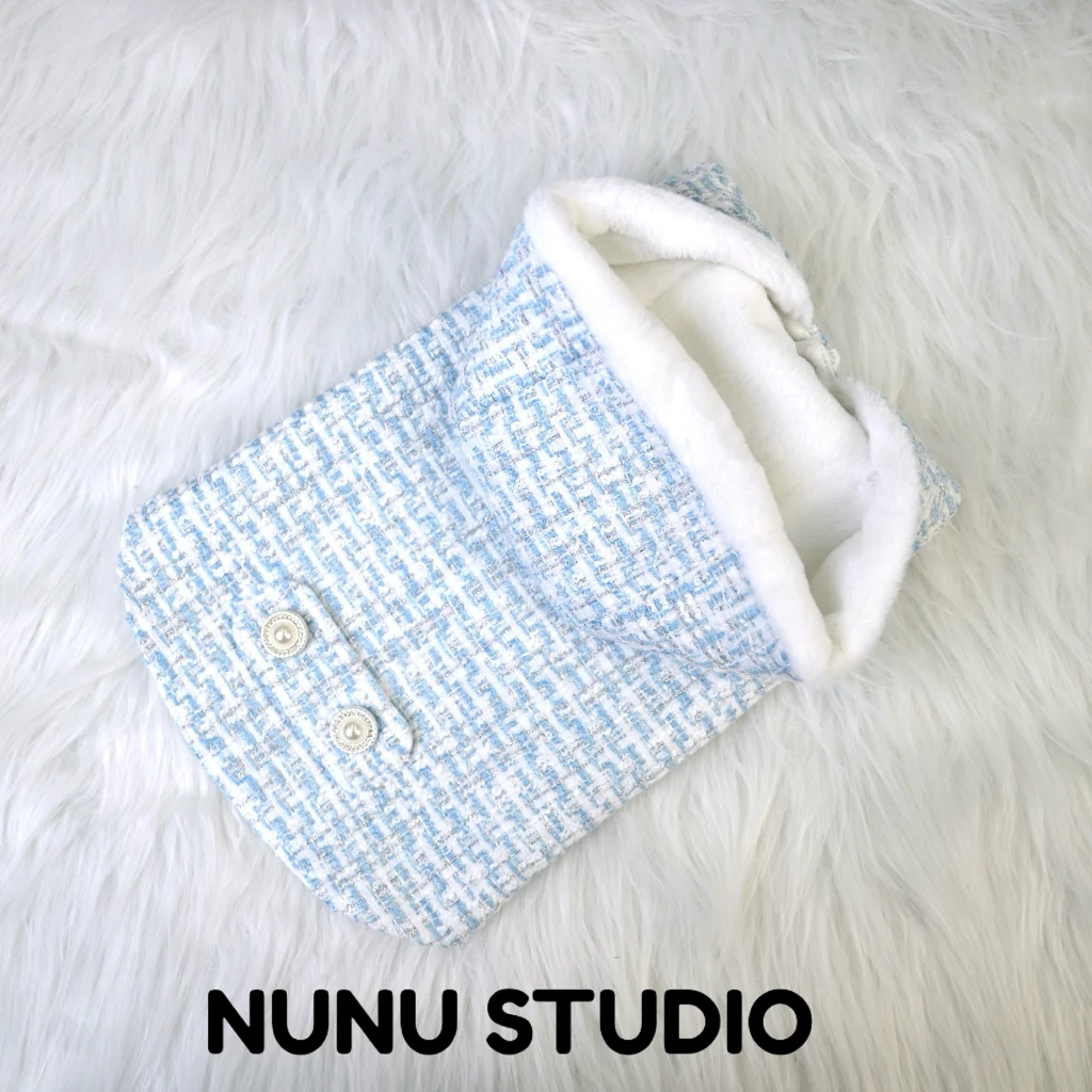 狗狗新款蓝色戴帽款小香风服饰比熊马尔济斯西高地