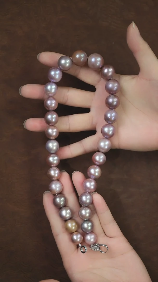淡水珍珠未镶嵌颈饰闪购 紫珍珠15mm