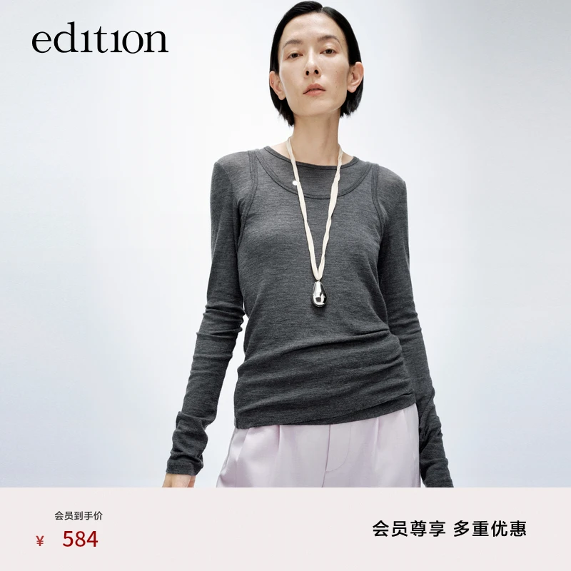 【商场同款】edition绵羊毛背心长袖两件套上衣#EBD1TOPK08