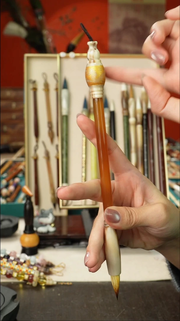 5号孤品高货毛笔链接 清水试笔 蘸墨不退