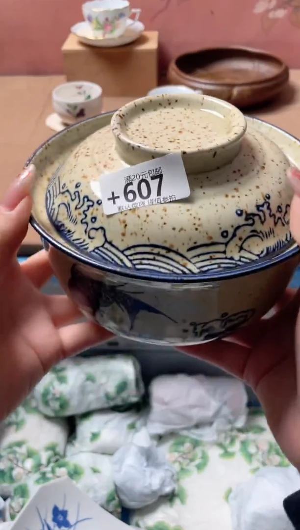 瓷片复古鱼泡面碗607