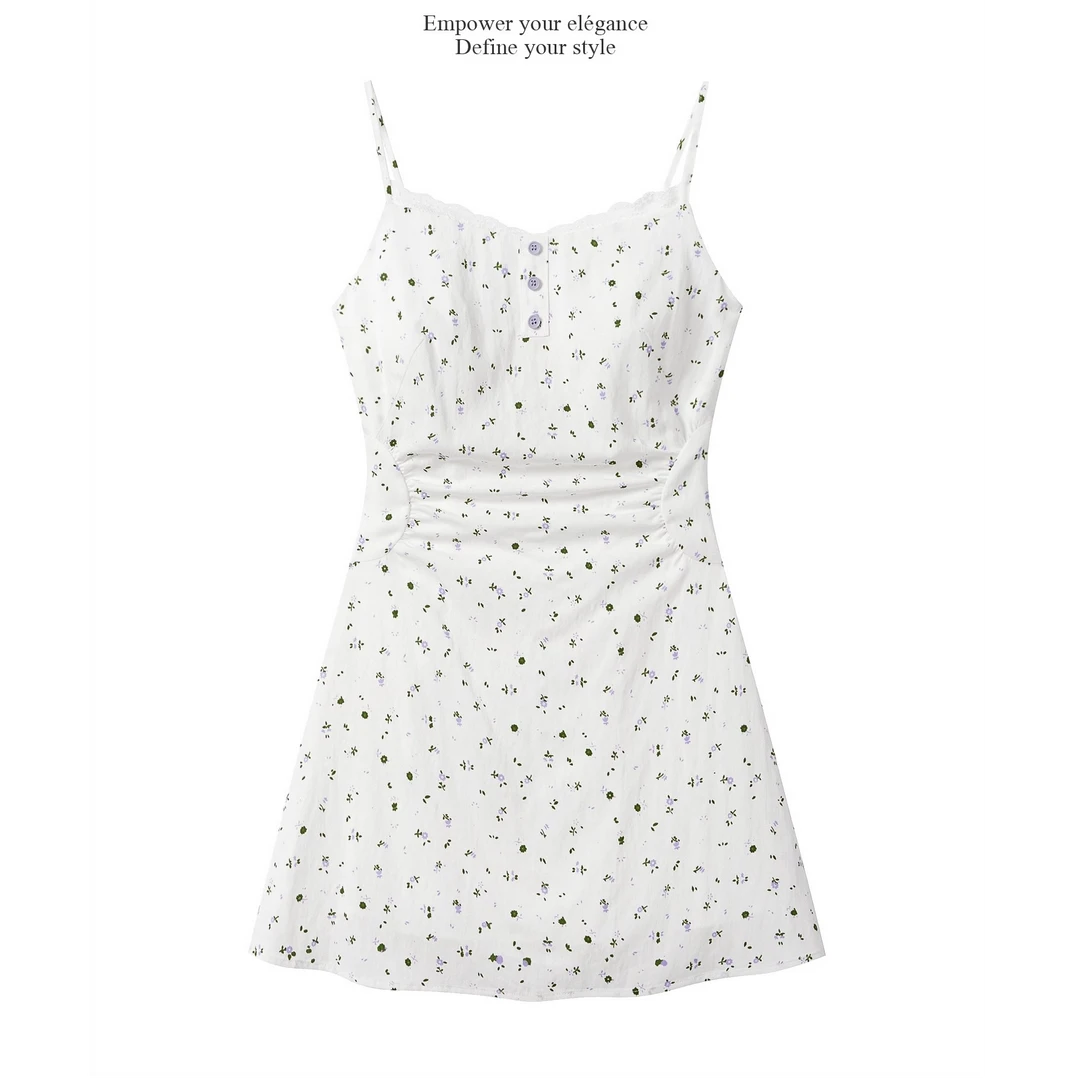 羊城故事-夏日碎花短款吊带裙氛围感花朵短裙Y50650996