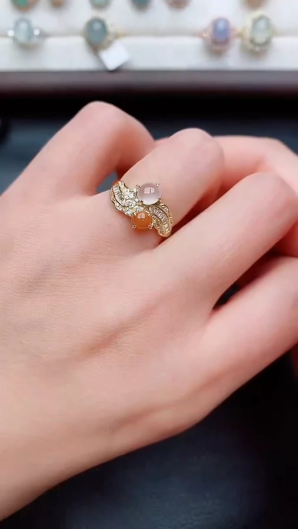 银S925镶嵌戒指翡翠...