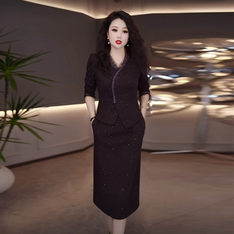 磨毛精纺气质轻奢高级感女装2025秋冬新款时尚加厚打底内搭连衣裙