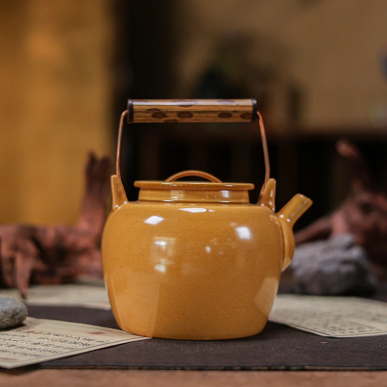 纳兰 赤金琉璃苏打釉秋暝壶（W0678）