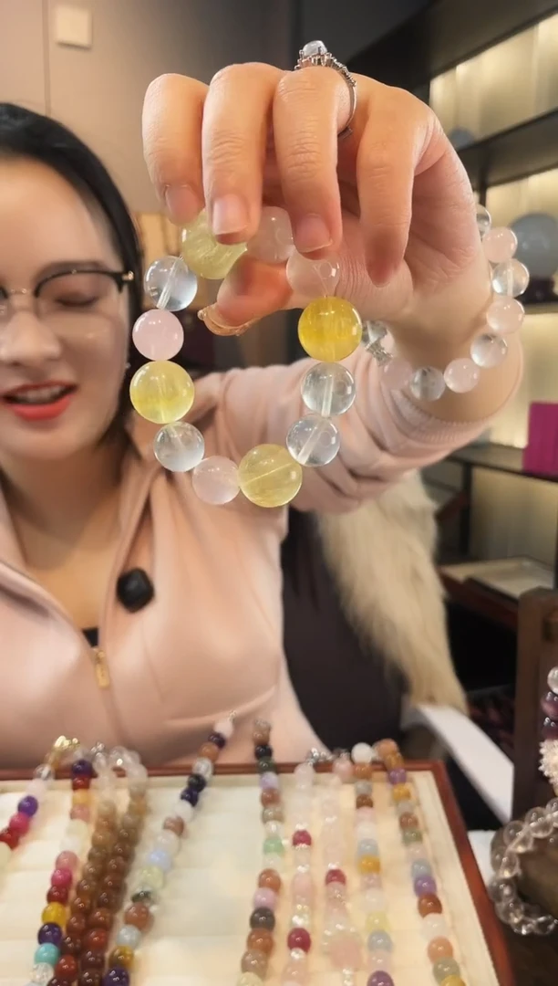 未镶嵌手串水晶黄拉丝多宝手串