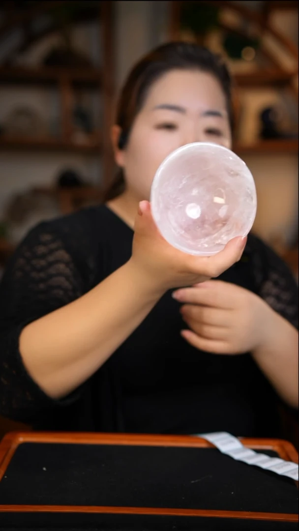 未镶嵌珠宝半成品水晶粉水晶碗D191