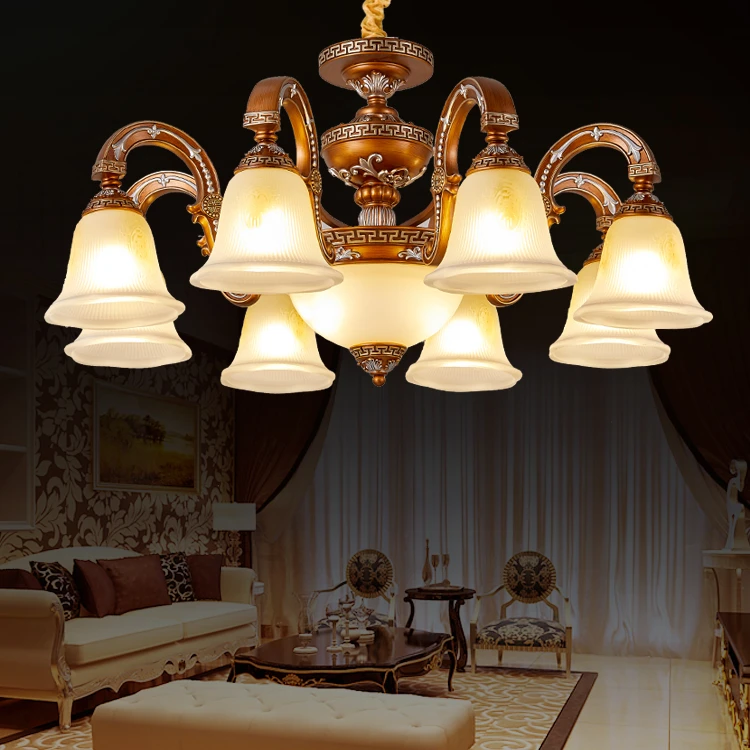 欧式吊灯客厅灯奢华大气大厅复古灯别墅灯饰美式古典树脂吊灯