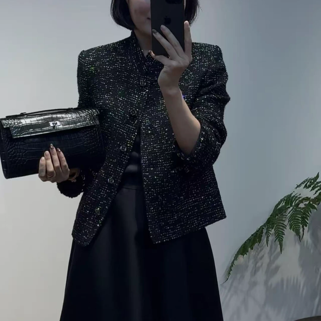 TANTAN 显瘦气质时尚立领珠片小香风上衣外套2752