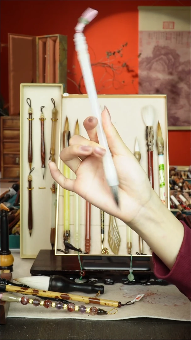 129号闪孤品高货毛笔链接 清水试笔 蘸墨不退