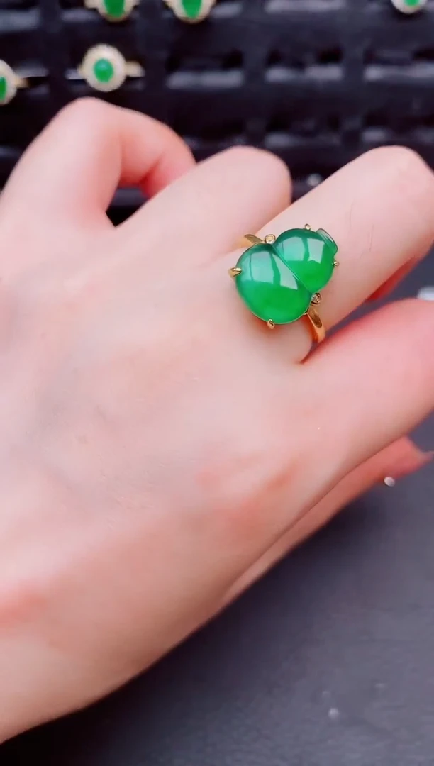 翡翠戒指银S925镶嵌天然a货翡翠69