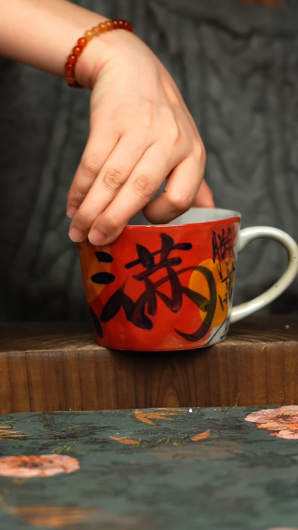 杯釉下彩手工手绘同款陶器