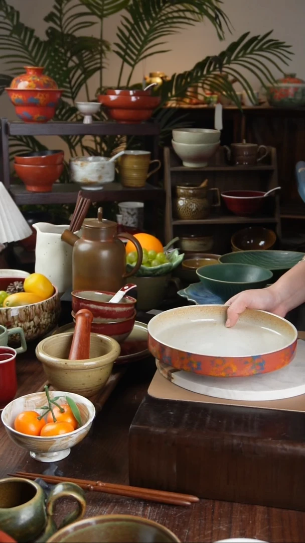 碗景德镇手工高温餐具敦煌竹节盘