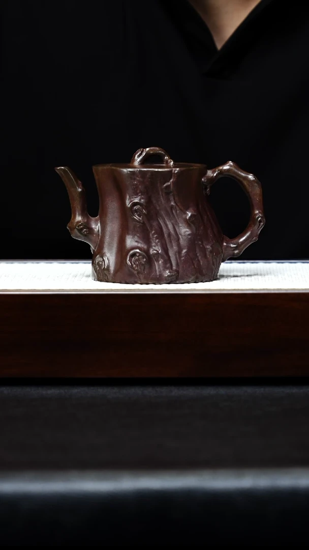 茶杯紫砂宜兴原矿纯手工紫砂 树桩 虎皮金砂