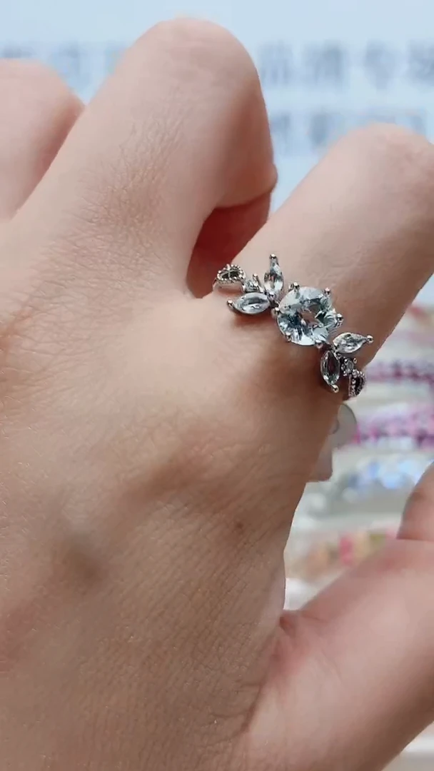 银S925镶嵌戒圈海蓝宝石478ZB1114产品一个（多样性）