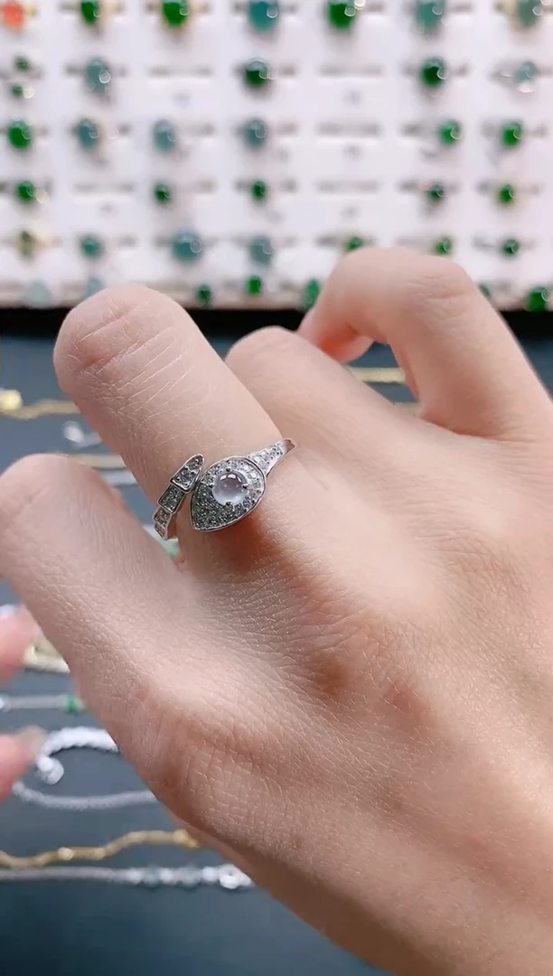 【闪购商品】翡翠戒指银S925镶嵌天然翡翠