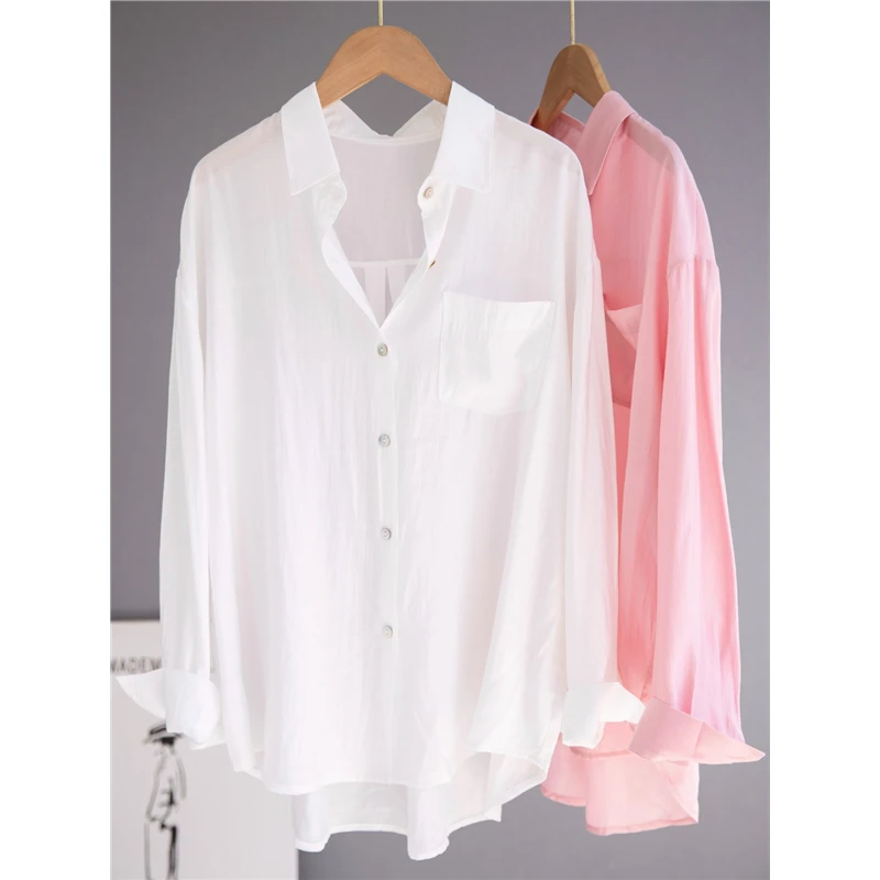 【格蓝度官方旗舰店】高端薄款白色衬衫女夏季宽松休闲上衣防晒外套