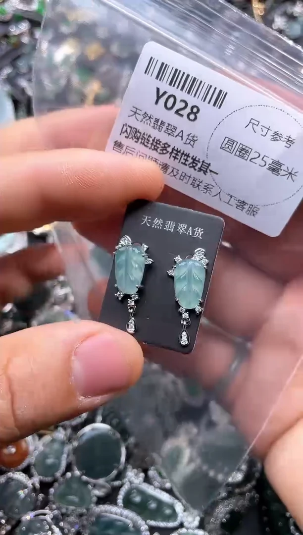 【闪购商品】翡翠颈饰未镶嵌Y028耳钉