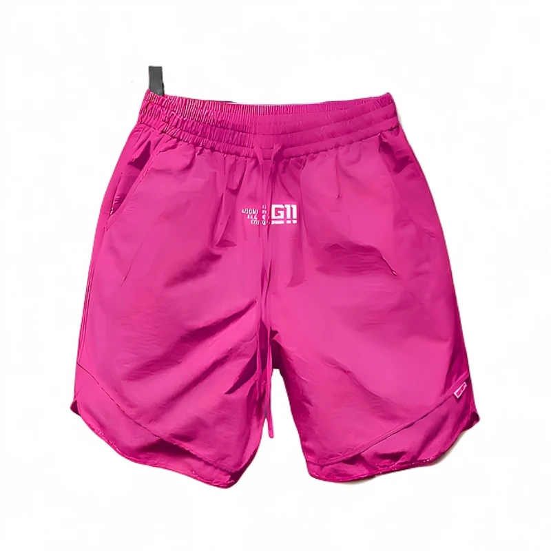 潮流休闲男裤宽松直筒速干工装风格字母装饰运动沙滩短裤青年夏天