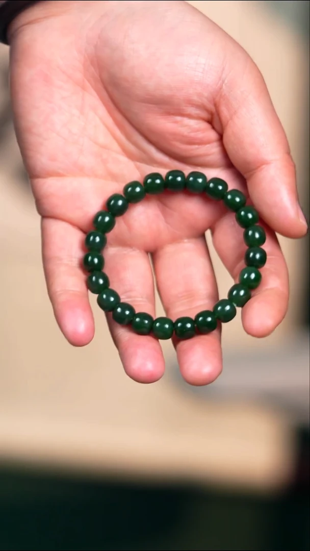 未镶嵌手链和田玉用****49mm戈壁碧玉带红皮点