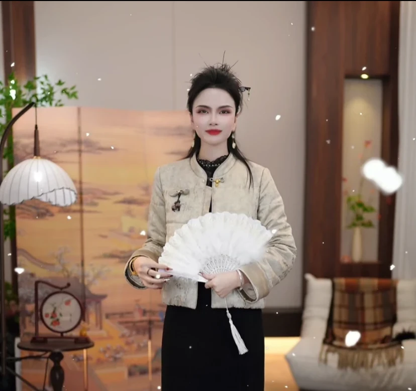 外套新品上新2025冬款新中式银杏色提花国风加厚保暖外套