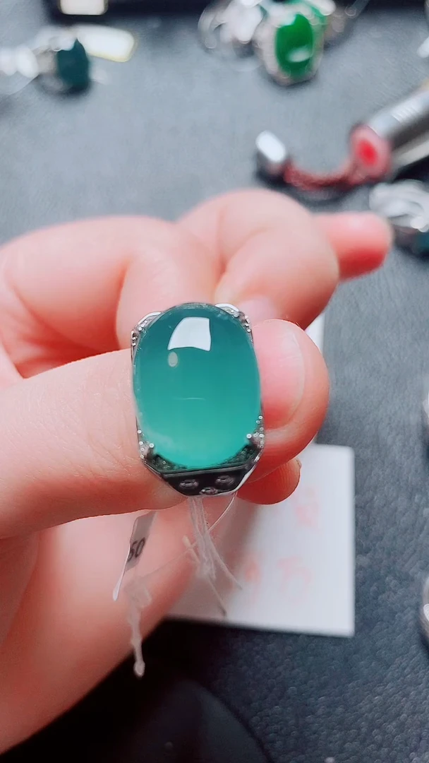 银S925镶嵌戒指翡翠1