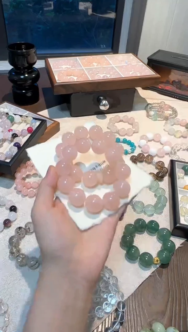 未镶嵌手串水晶【拍2单】18mm西柚粉水晶