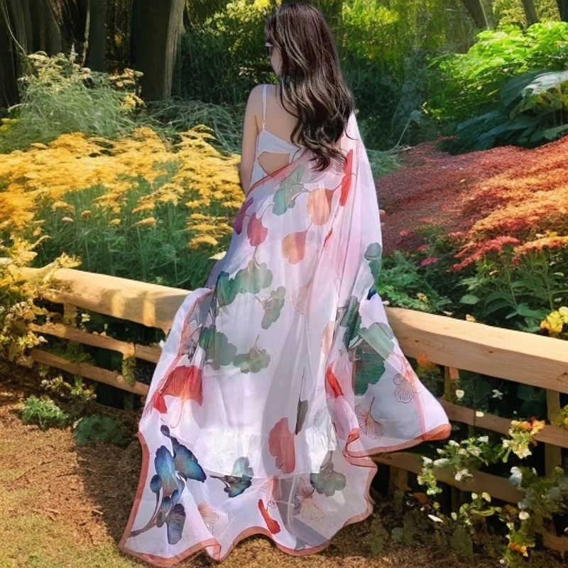 缤纷银杏女士优柔纱新款超大薄款沙滩巾防晒纱巾时尚披肩围巾百搭