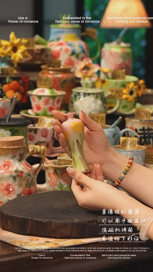 陶瓷景德镇高温釉下彩手工手绘款式