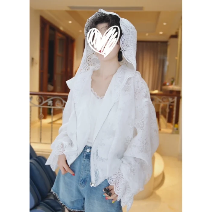 【杏雨梨花】连帽蕾丝高级显瘦宽松外套女气质春夏新品9091