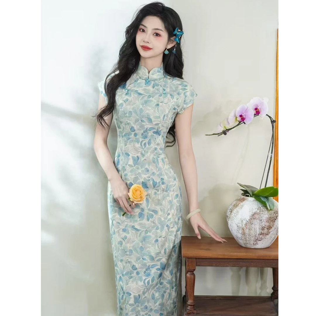 【月影移花】中国风少女气质传统款旗袍新中式日常旗袍单层衣长120