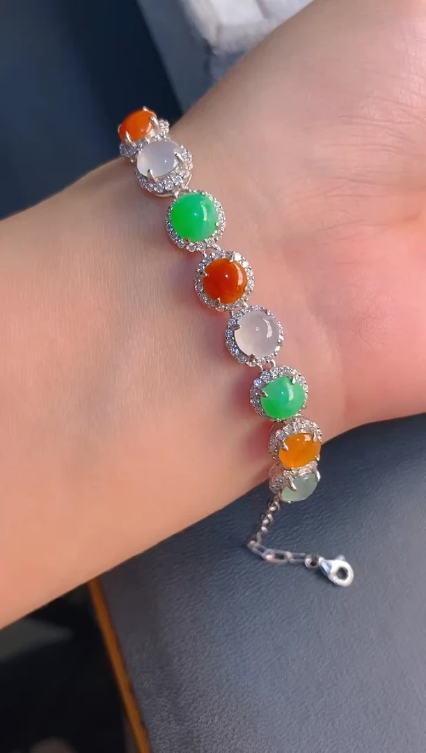 【闪购商品】翡翠耳饰银S925镶嵌天然A货翡翠1