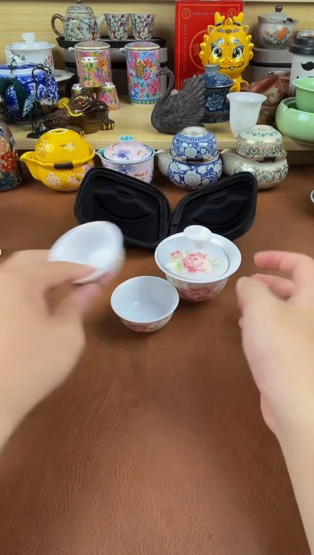 陶瓷茶具摆件旅行套组