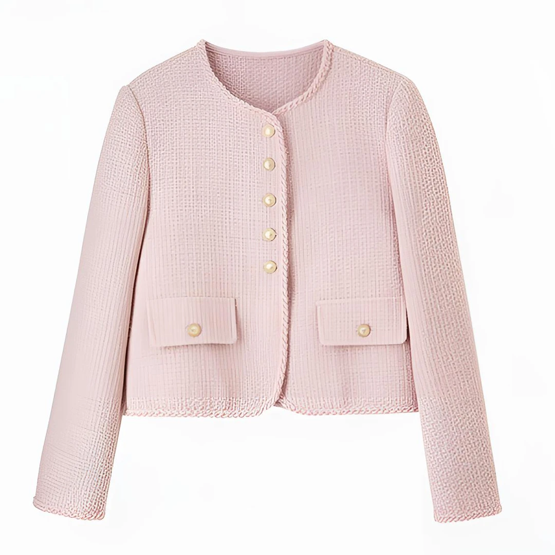 短外套小香风气质白色短款时尚百搭春季粗花呢长袖轻奢编织#0JL