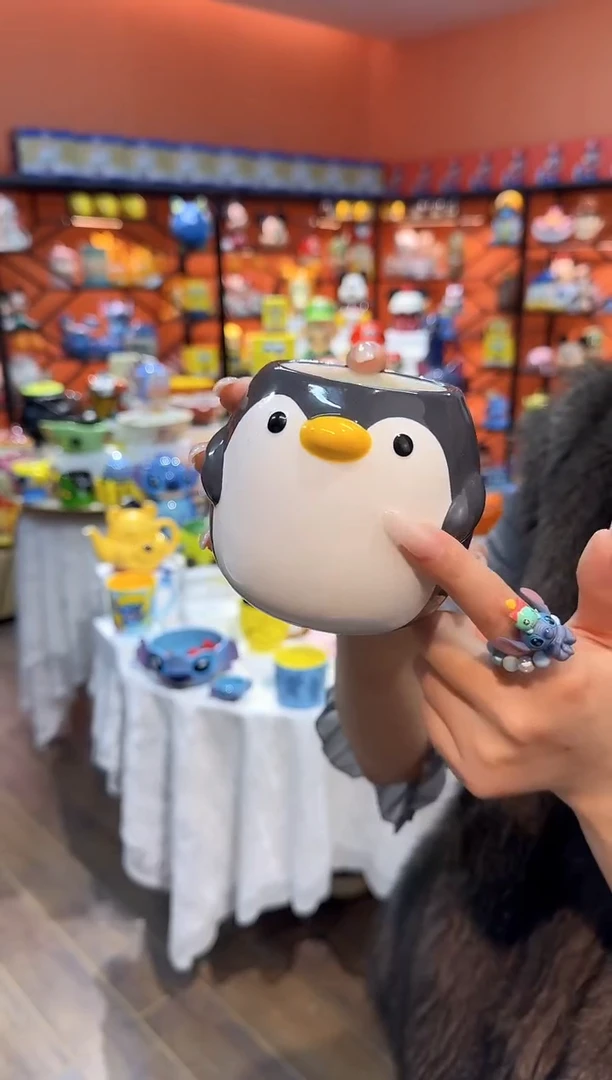 瓷片@@黑白企鹅陶瓷手握杯