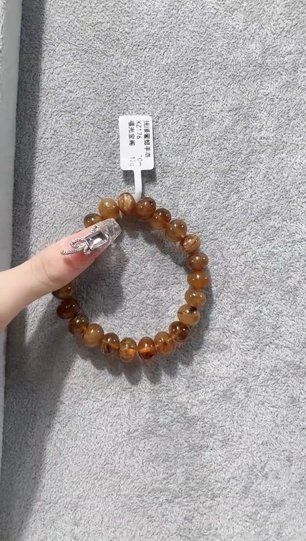 手串琥珀未镶嵌时***旺抚顺琥珀      蜜蜡10M