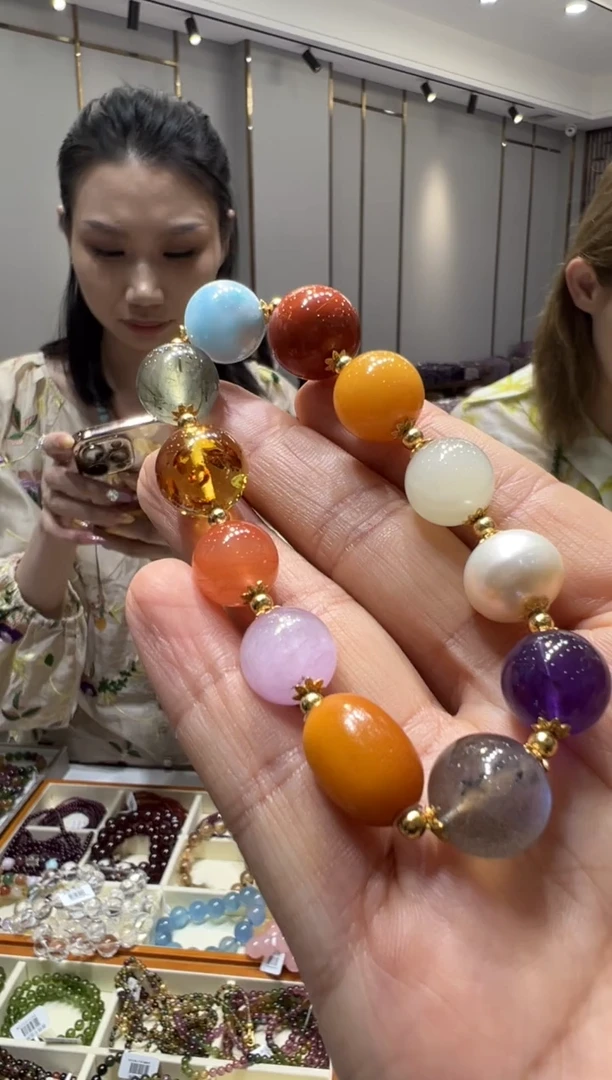 针钠钙石（海纹石）未镶嵌手链可塘彩宝之都海纹石