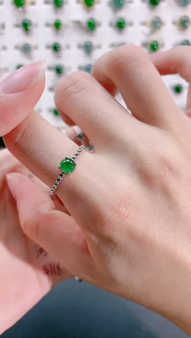 【闪购商品】翡翠戒指银S925镶嵌天然翡翠